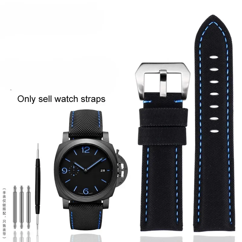 

Nylon carbon fiber leather strap For Panerai 441 PAM01661 OMEGA Diesel Blue black watchband men band bracelet 22mm 24mm 26mm