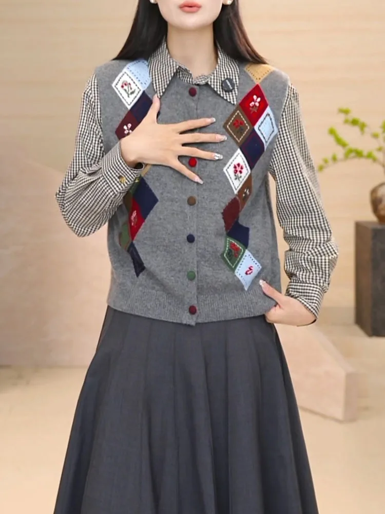 

Новинка осени 2025: Модный повседневный вязаный топ в полоску для женщин, универсальный, стройнящий, больших размеров, для фигуры прямоугольной формы