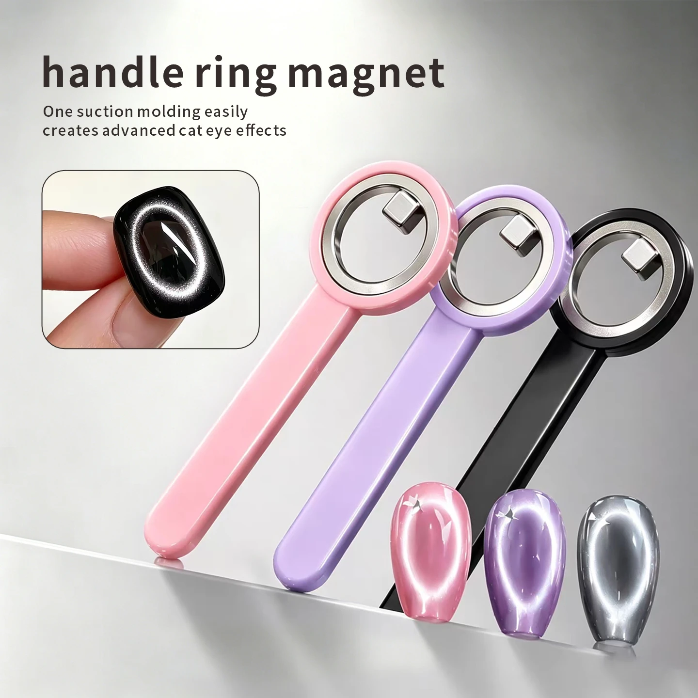 Hollow Halo Cat-Eye Magnetic Nail Art Wand，3D Galaxy/Orbital Effects ，Ring-Handle Magnetic Stick for Easy Operation