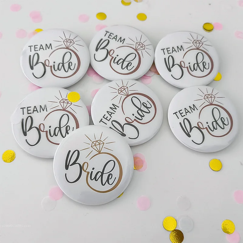 1pcs Team Bride Team Groom Badge Wedding Hen Party Decoration Bachelorette Party Bride To Be Bridal Shower Brooch Supplies