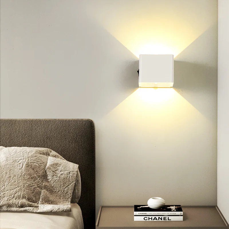 مصباح جداري LED قابل لإعادة الشحن ، سرير غرفة نوم ، تحريض جسم الإنسان ، عنبر ، USB ، لاسلكي ، خالي من الثقب ، ممر ، مصباح ليلي صغير