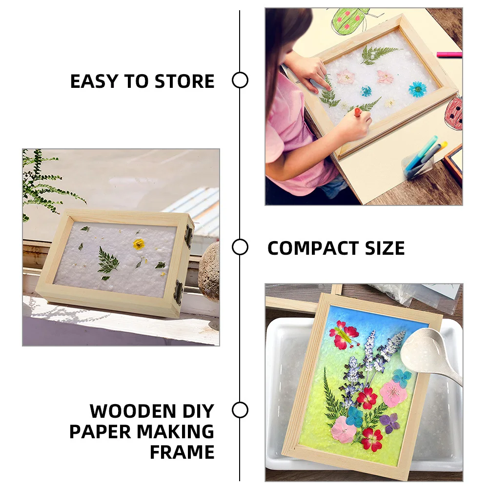 

2Pcs Wooden DIY Paper Making Frame Mesh Screen Mold Kit for Fun Handmade Activities Paper Making Screen Wooden DIY Frame