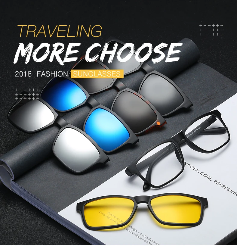 Magnetische Sonnenbrille für Männer und Frauen Clip-On-Brille Quadratische Optische Korrekturbrille für Kurzsichtigkeit Herren Outdoor-Angelbrille UV400-Schutz – Detail 1