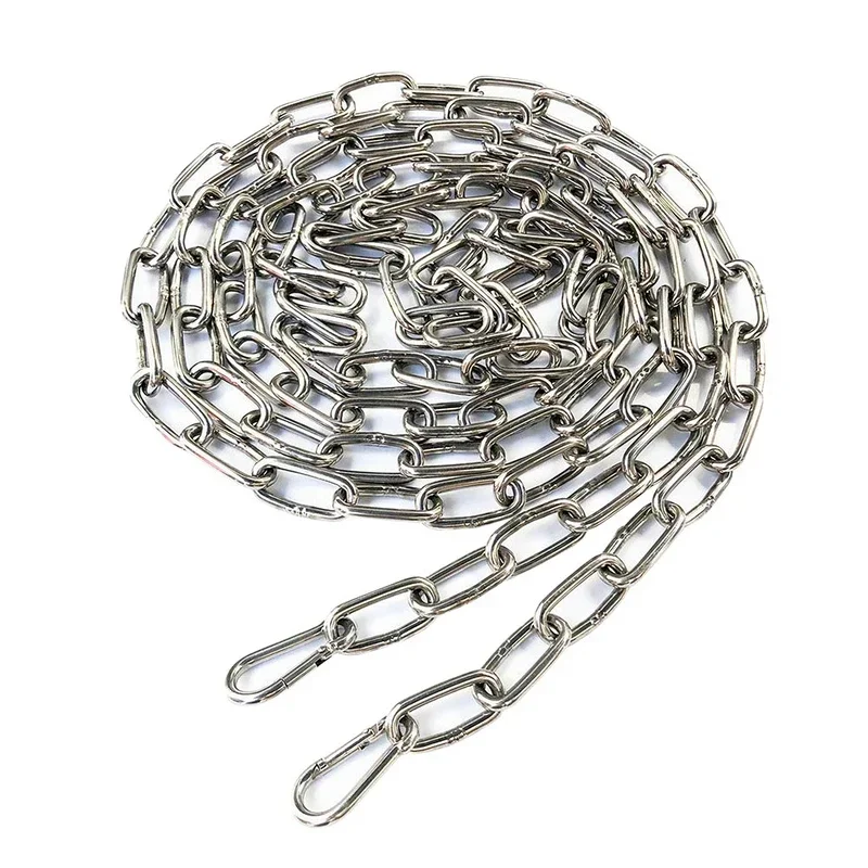 Stainless Steel Long Link Chain Dog Lead Leash Chain Pet Drag Binding Clothesline  With Two Snap Hook 2/3/4/5/8/10M