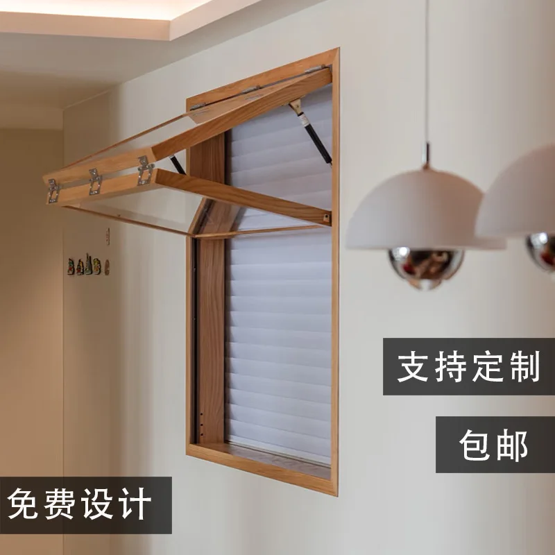 Customized upper and lower folding windows Solid wood glass windows Log doors and  Sliding  Coffee shop bar