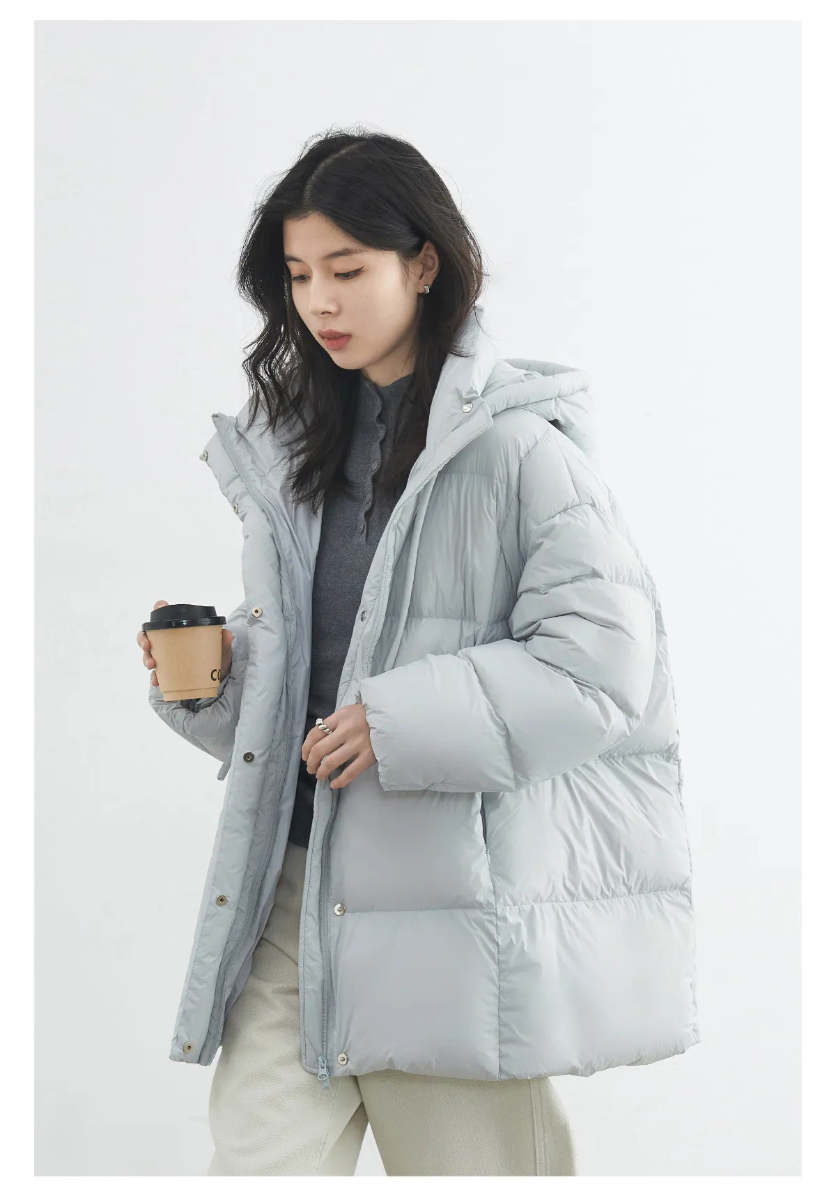 CHIC VEN New Women Down Jacket Solid Loose Casual Hooded Ladies Down Jacket for Woman 90 White Duck Down Coat Autumn Winter 2025