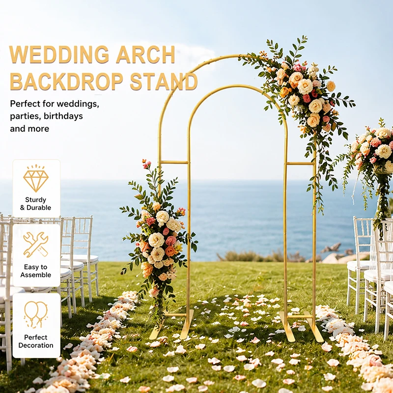 

Open Arch Backdrop Stand, Double Arch Frame, U-Shape Wedding Arch, Floral Balloon Arch Decoration for Wedding Scene, Party