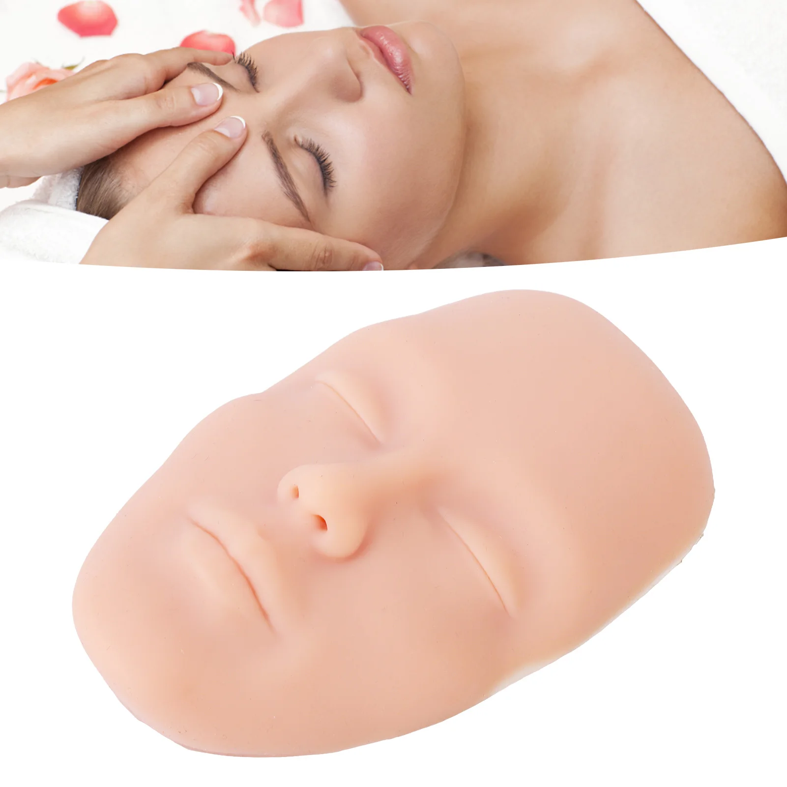 5D Silicone Makeup Mannequin Eyebrow Eyeliner Face Tattoo Microblading Practice Face Model Light Skin Color
