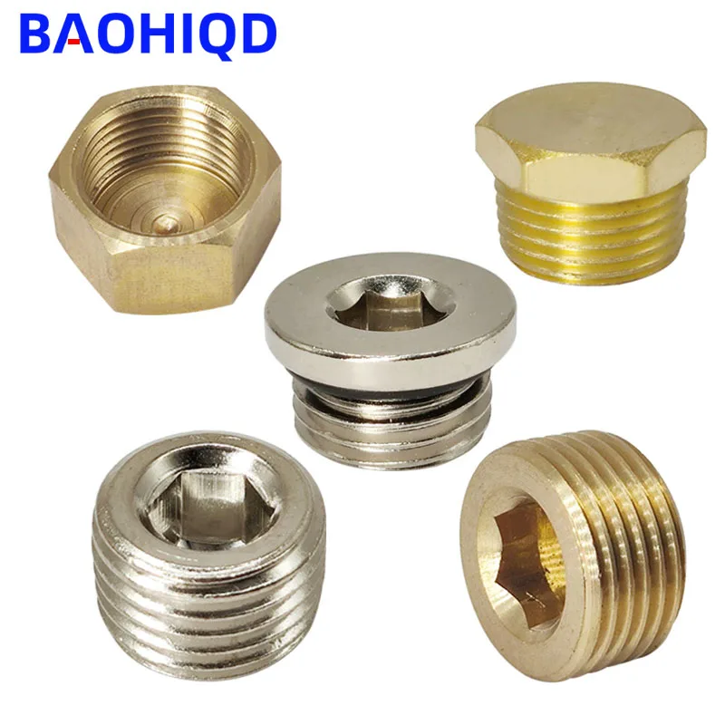 Brass Pipe Hex Head Copper End Cap Plug Fitting 1/8\