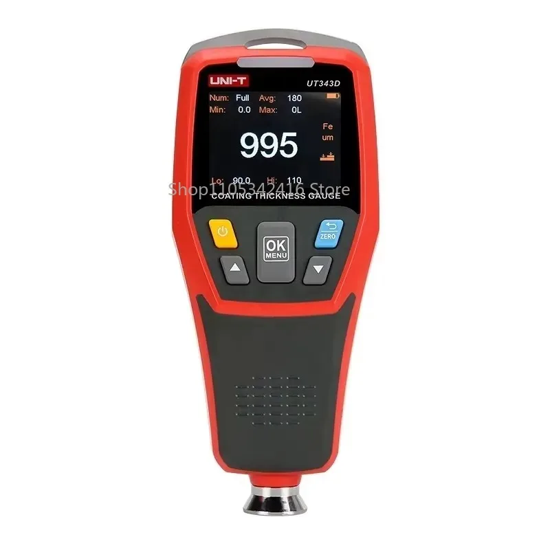UT343D Coating Thickness Gauge Digital Meter for Ferrous & Non-Ferrous Metals with USB Data Transfer 500 Groups Memory