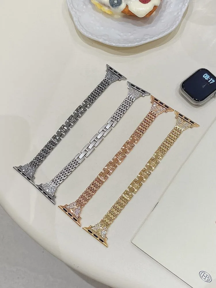 

Металлический ремешок Butterfly Diamond для Apple Watch 38, 40, 42, 44, 45, 46, 49 мм, тонкий, элегантный, из нержавеющей стали, для iWatch S11, 10, 9