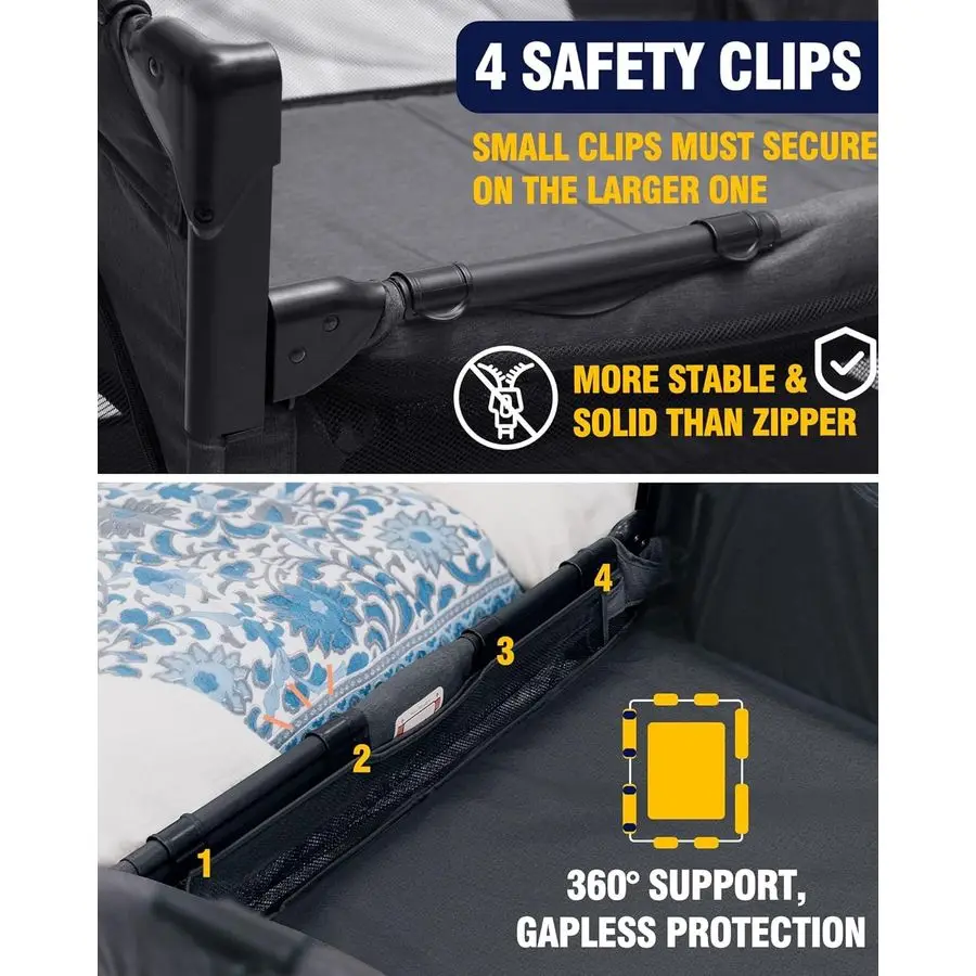 4 في 1 سرير أطفال بجانب السرير، سرير أطفال بجانب السرير 4 وظائف، سرير بجانب السرير، لعب، طاولة تغيير، باب