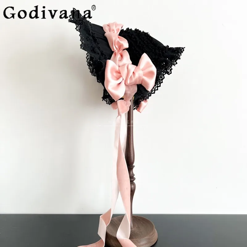 عصابة رأس لوليتا Bnt من الدانتيل الأسود للسيدات مصنوعة يدويًا بألوان الهالوين، أغطية رأس متغيرة للفتيات، إكسسوارات حلوة، أغطية رأس