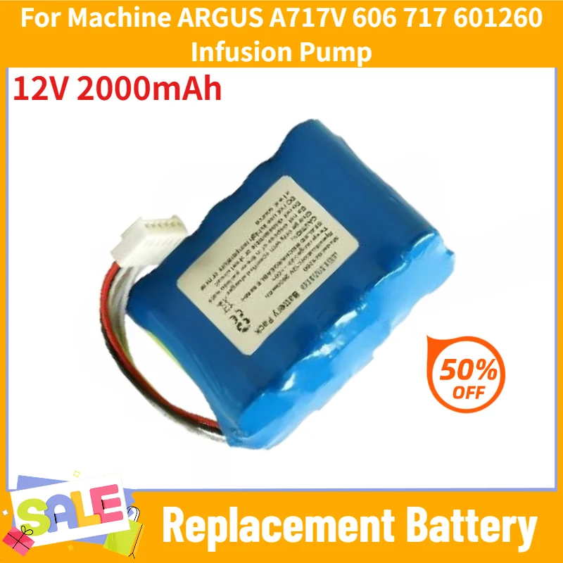 For Machine ARGUS A717V 606 717 601260 Infusion Pump Brand New High Quality 601260 12V 2000mAh Replacement Battery