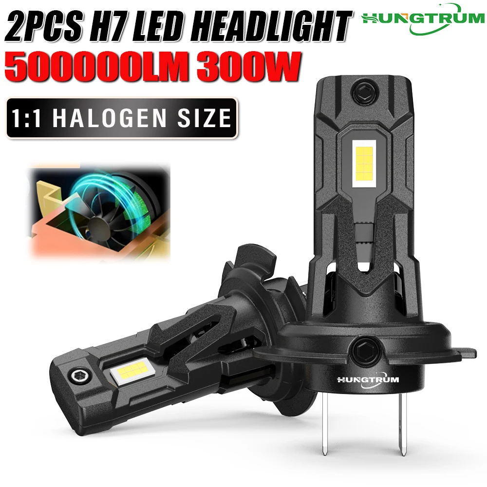 

H7 LED CANBUS Car Headlight Bulbs Wireless Plug And Play 500000LM Super Bright Turbo Wireless Automobile Lamp 6000k White 12V