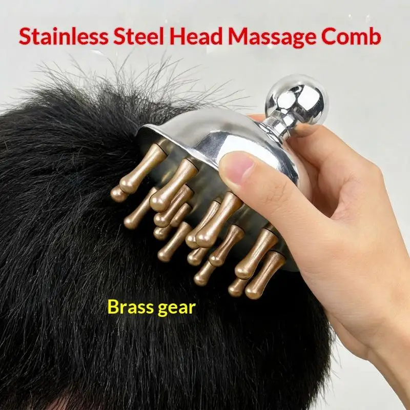 Stainless Steel Brass Meridian Scalp Massage Comb For Full Body Head Scalp Care For Men Women Hair Care Users Soothe