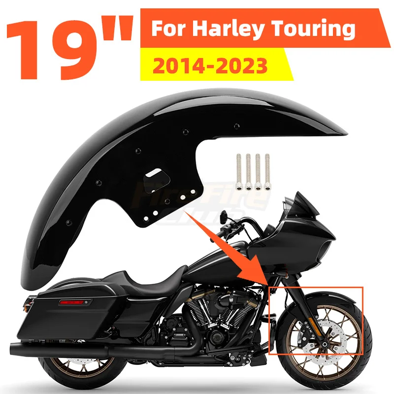 Motorcycle Front Fender Mudguard Cover Protector Gloss Black For Harley Touring Road King Electra Street Glide 2014-up