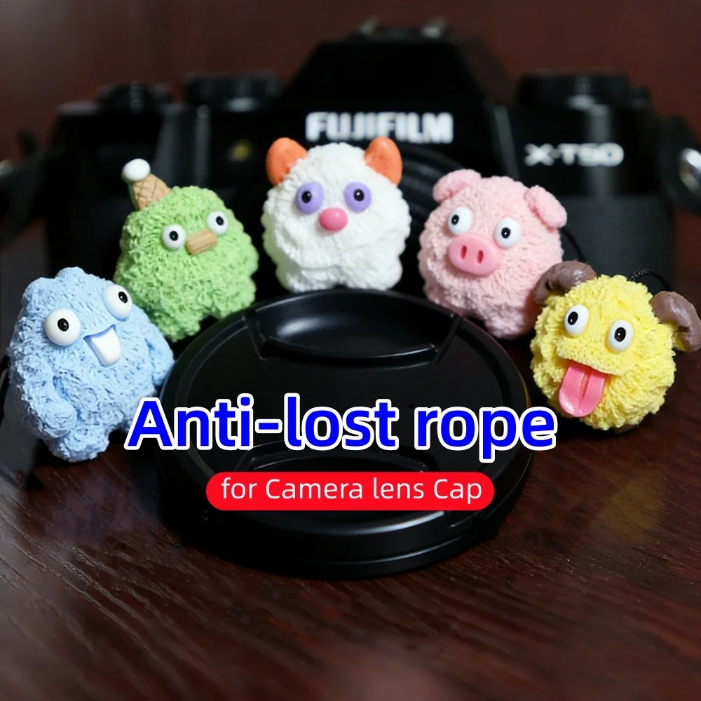 Cute Cartoon Bear Lens Cap Keeper Lens Cap Leash Anti Lost String For Fujifilm XT30 Sony Canon R50 Nikon Camera Decor Accessory