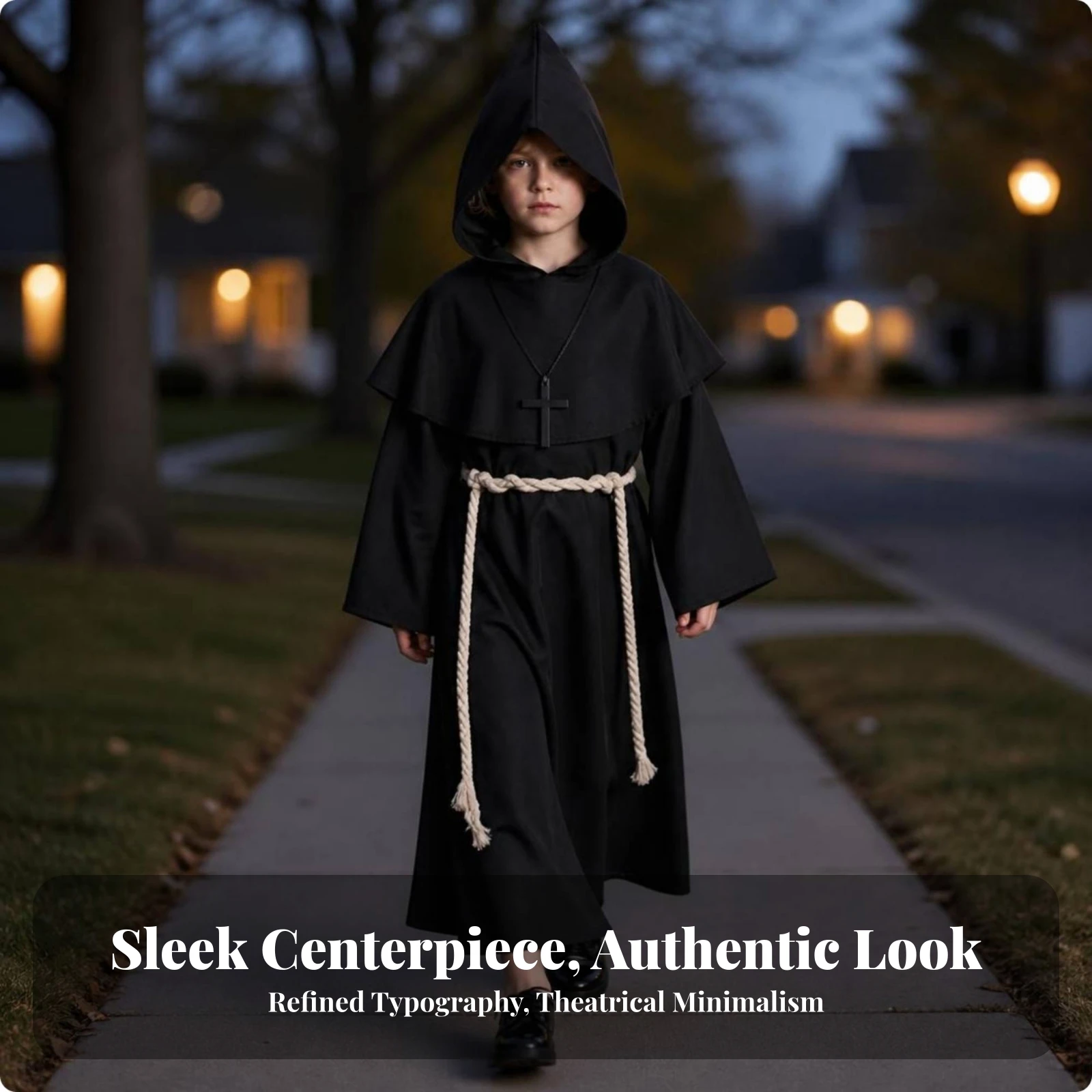 Costume Layered Priest Costume with Cross Apparel Lightweight for Children, Halloween, School Plays