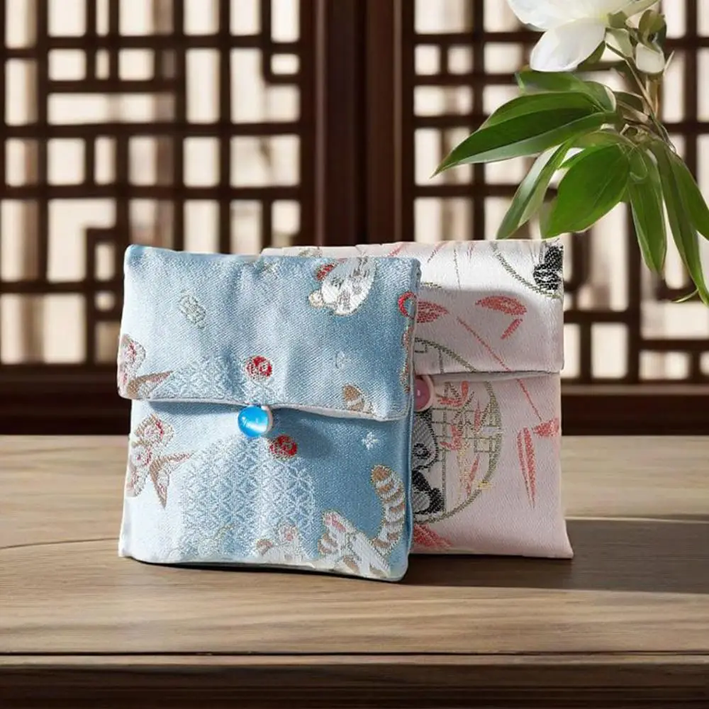 Embroidered Flowers Jewelry Packing Bag Chinese Style Bracelet Jewelry Display Box Organizer Coin Purse Earrings Storage Case