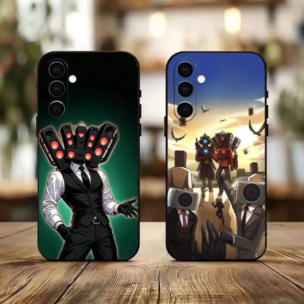 Parody Anime S-Skibidi Toilet Black Soft Silicone Phone Case for Samsung A73 20,21,22,31,32,52,53,72