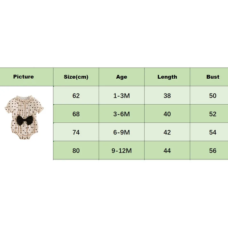 بدلة جسم قصيرة الأكمام بطباعة منقطة لحديثي الولادة مع قوس ، ملابس رضع ، جمبسوت للأطفال الصغار ، ملابس أطفال ، الصيف