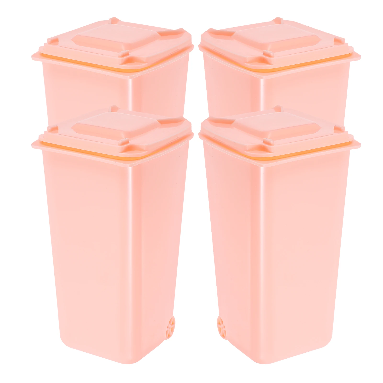 4 個ミニデスクトップゴミ箱かわいい漫画小さなプラスチックゴミ箱デュアルユースペンホルダーオフィスホームデスクオーガナイザー
