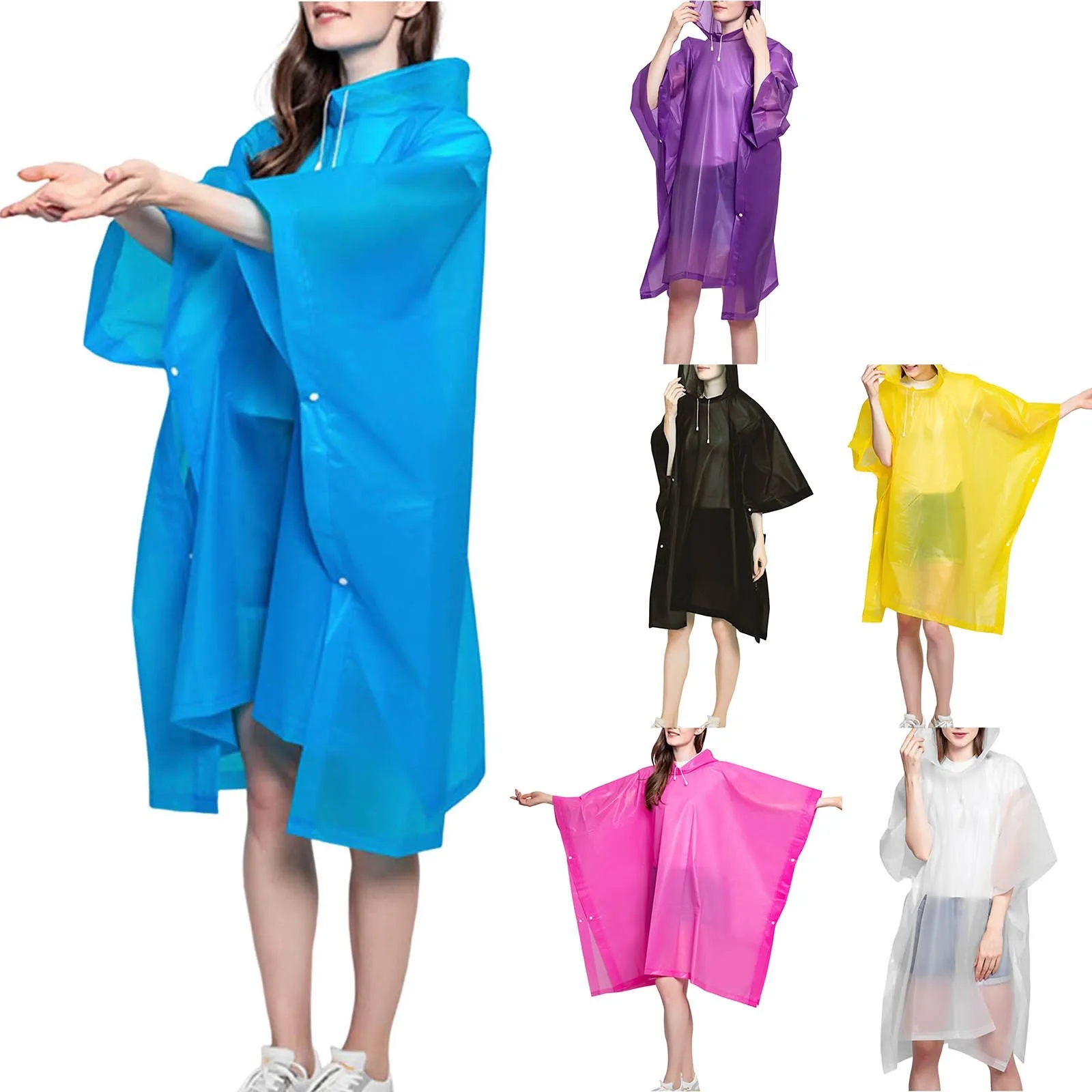 

Portable Rain Coat For Adults Waterproof Rain Poncho Lightweight Reusable Hooded Rain Coat Outdoor Hiking Camping Raincoat