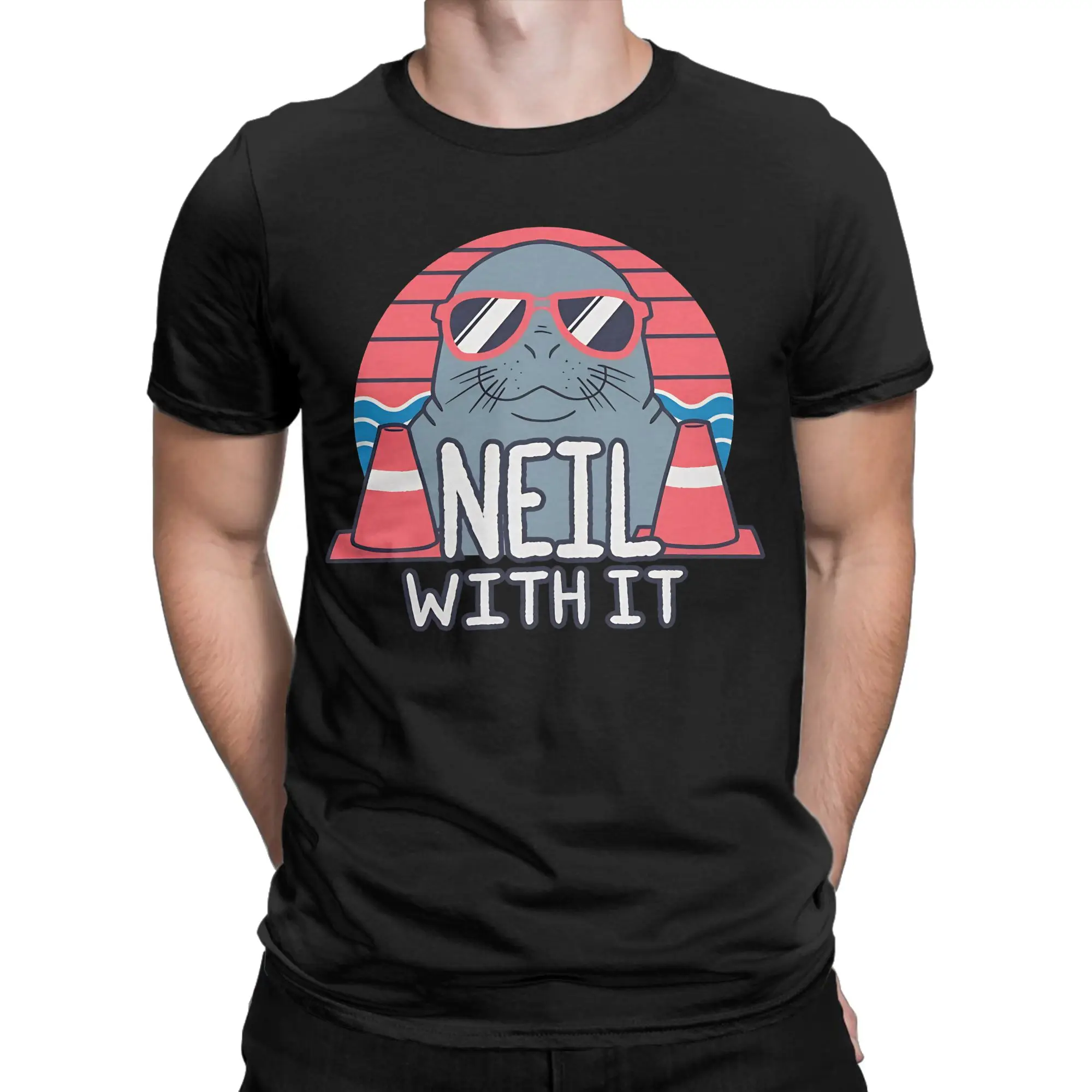 Funny Neil the Seal Deal With It T-Shirt for Men Women Round Collar 100% Cotton T Shirt Animal Tee Shirt Big Size Clothing