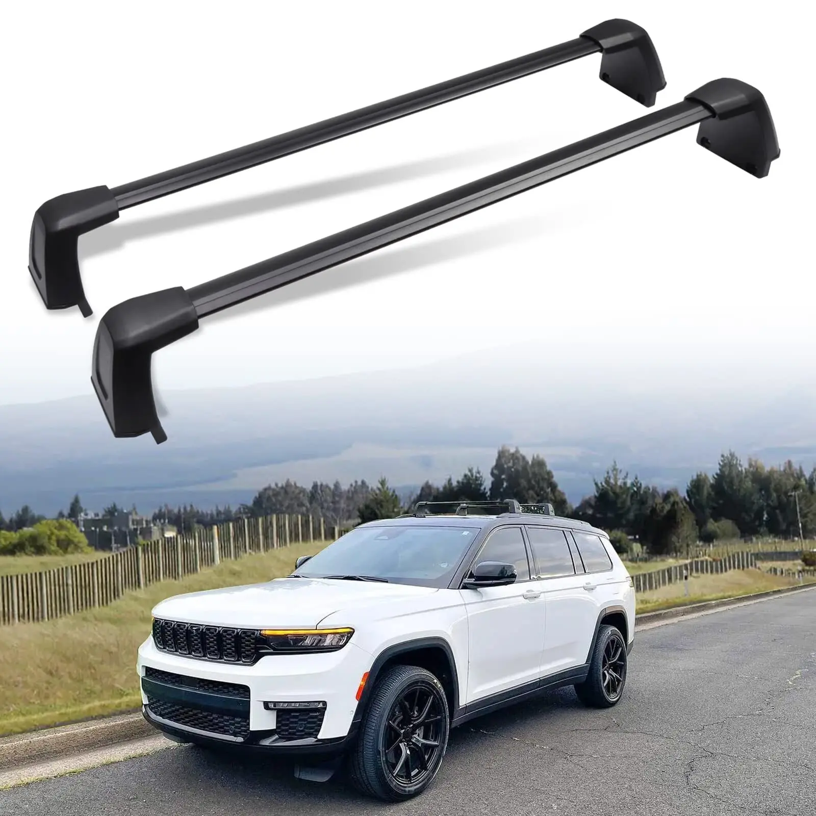 

220 LBS Black Cross Bars For Jeep Grand Cherokee L WL 2021-2024 Top Roof Racks