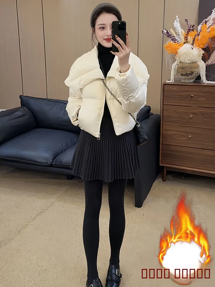 

Warm Thiened Women's down Cotton Jaet Collar ort Sle Korean Version Commute Faion Winter Outerwear Coat