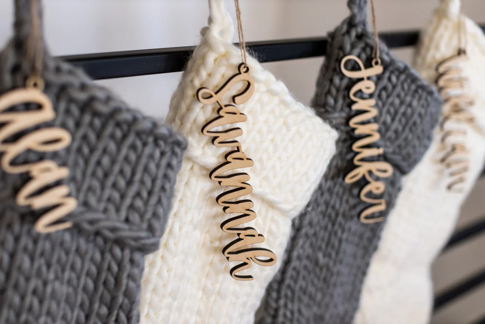 Gepersonaliseerde Kous Naam Tag, Kerst Houten Aangepaste Naam Kous Tag, Opknoping Naam Tag, Kerst Decoratie Tag