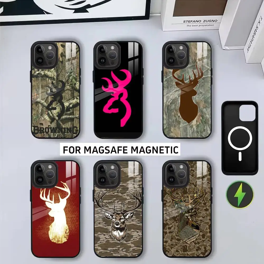 

Cool B-BrowningS Huntings DEER Phone Case For iPhone17,16,15,14,13,12,11 Plus,Pro Magnetic with Magsafe Wireless Charging