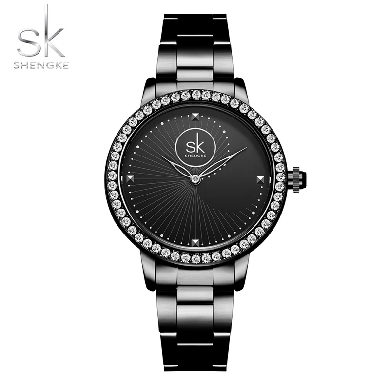 Shengke Rose Gold Watch Women Quartz Watches Ladies Top Brand Crystal Luxury Female Wristwatches Girl Clock Relogio Feminino