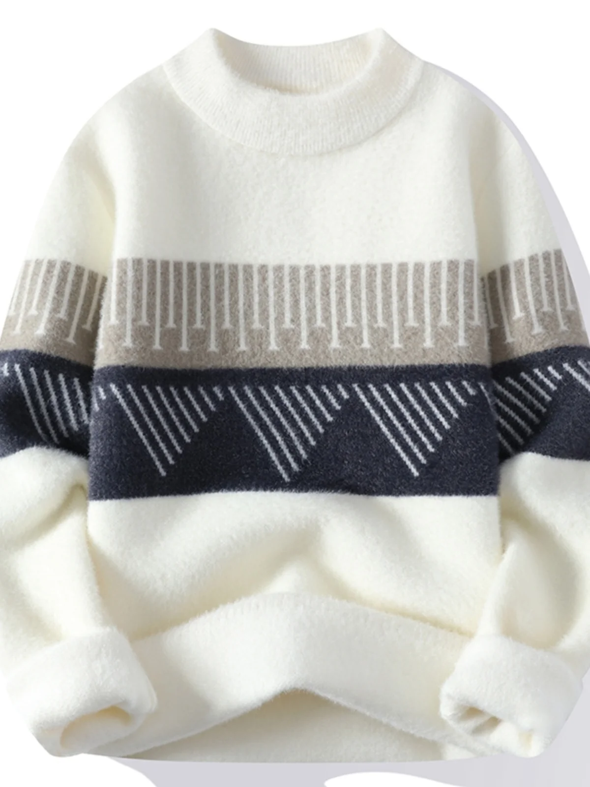 

Вязаный свитер Thiened Fce с высоким воротником, зимняя одежда для мальчиков-подростков 2-5 лет, мягкая ткань из вельвета...