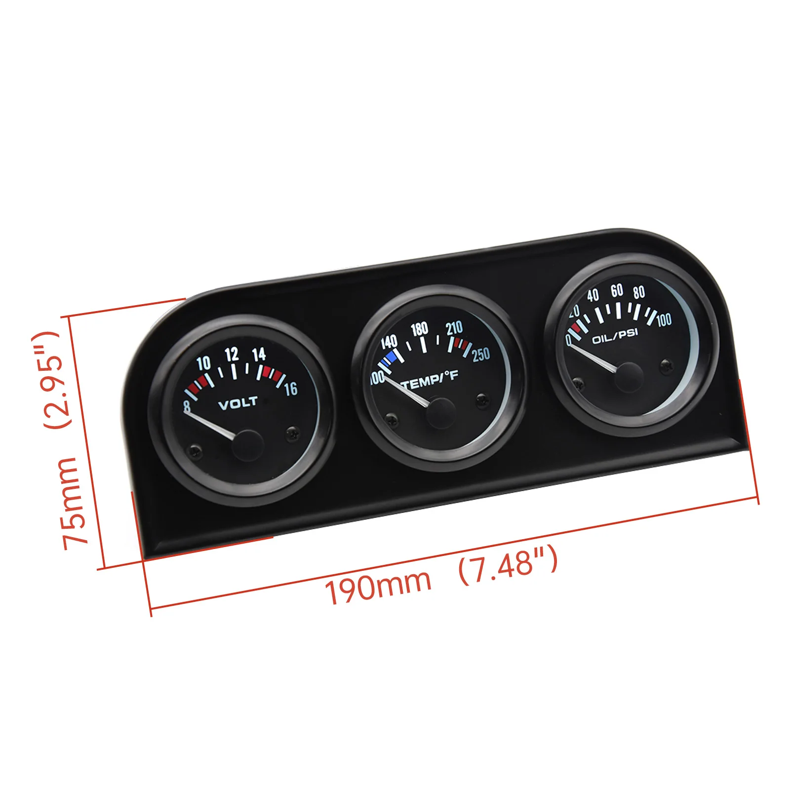 52MM 3-in-1 Voltmeter, Wassertemperaturanzeige, Öldruckanzeige-Set, Auto-Kraftstoff-Voltmeter, Wassertemperaturanzeige, Dreifach-Tachometer – Detail 9