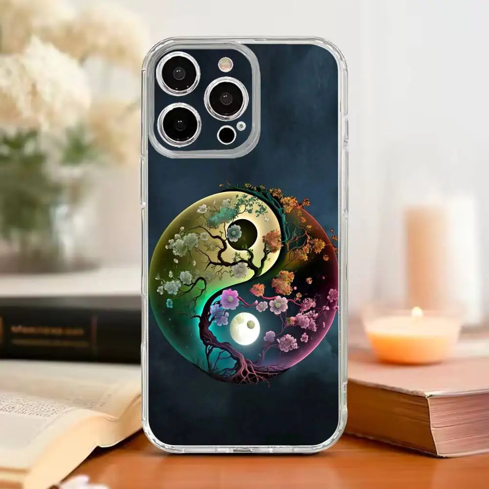 Funda de teléfono Tai Chi Moon Art Yin Yang para iPhone17,16,15,14,13,12,11 Plus,Pro Max, funda transparente suave