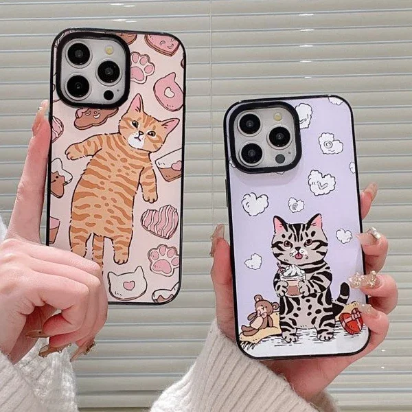 2.0 etui na telefon dla IPhone 11 12 13 14 15 Pro Max etui MagSafe akryl pomarańczowy Grey Cat etui na IPhone 15 Pro Max