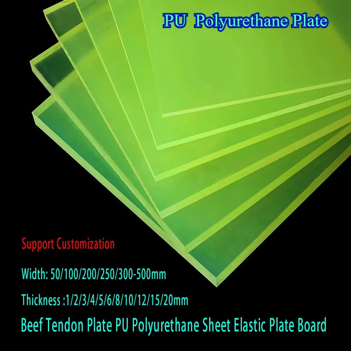 PU Polyurethane Plate Beef Tendon Sheet Elastic Plate Board Thickness 1/2/3/4/5/6/8/10/12/15/20mm Width 50/100/200/250/300-500mm