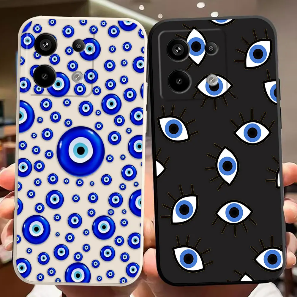 Lucky Eye Blue Evil Eye Custom Photo Phone Case For Xiaomi Redmi NOTE 14 13 12 12S 11 11T 11S 10 10T 10S 10X 9 8 7 PRO PLUS Case