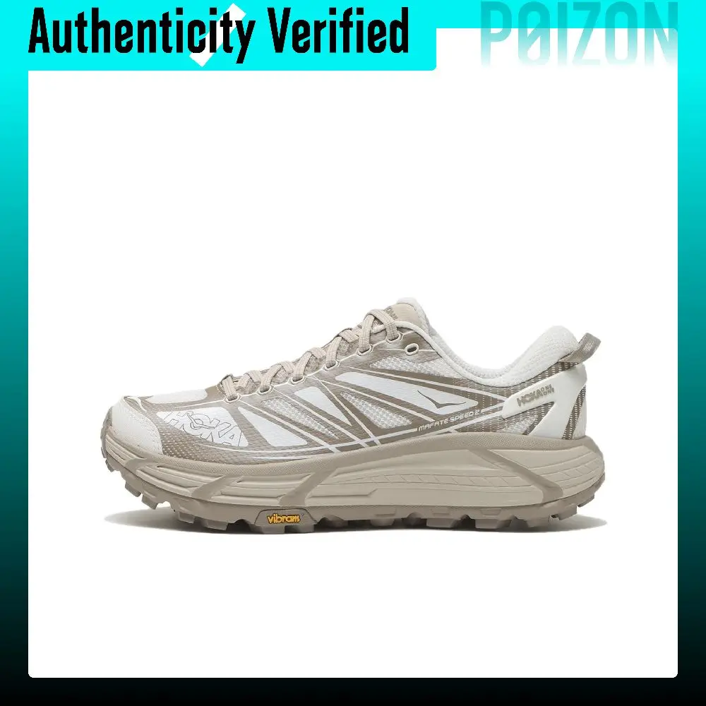 HOKA ONE ONE Mafate Speed 2 Trail Running Shoes Unisex Low-top Morning Frost White/Stone Gray 1126851-FSTST