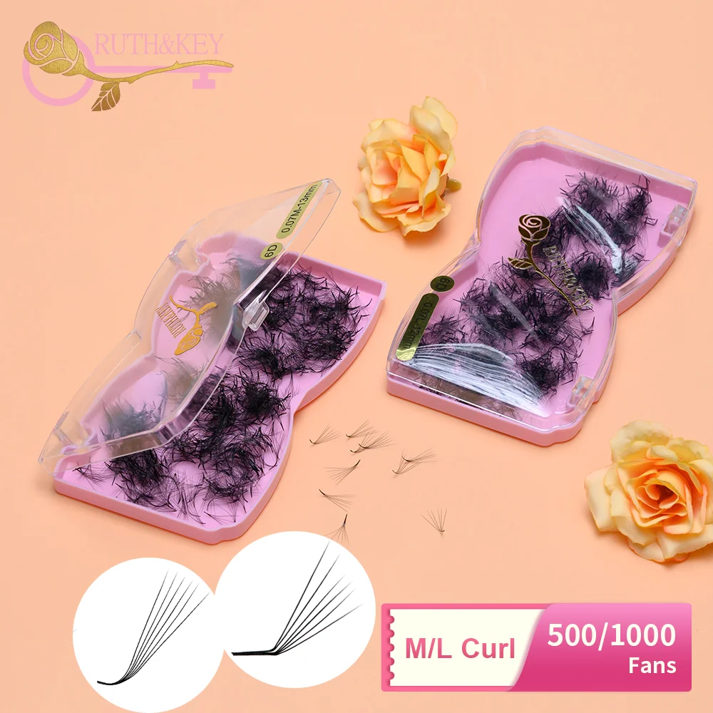 

New 6D 10D 500 Fans M L Curl 6mm 7mm Loose Promade Fan Handmade Russian Volume Premade Thin Pointy Base False Eyelash Extension