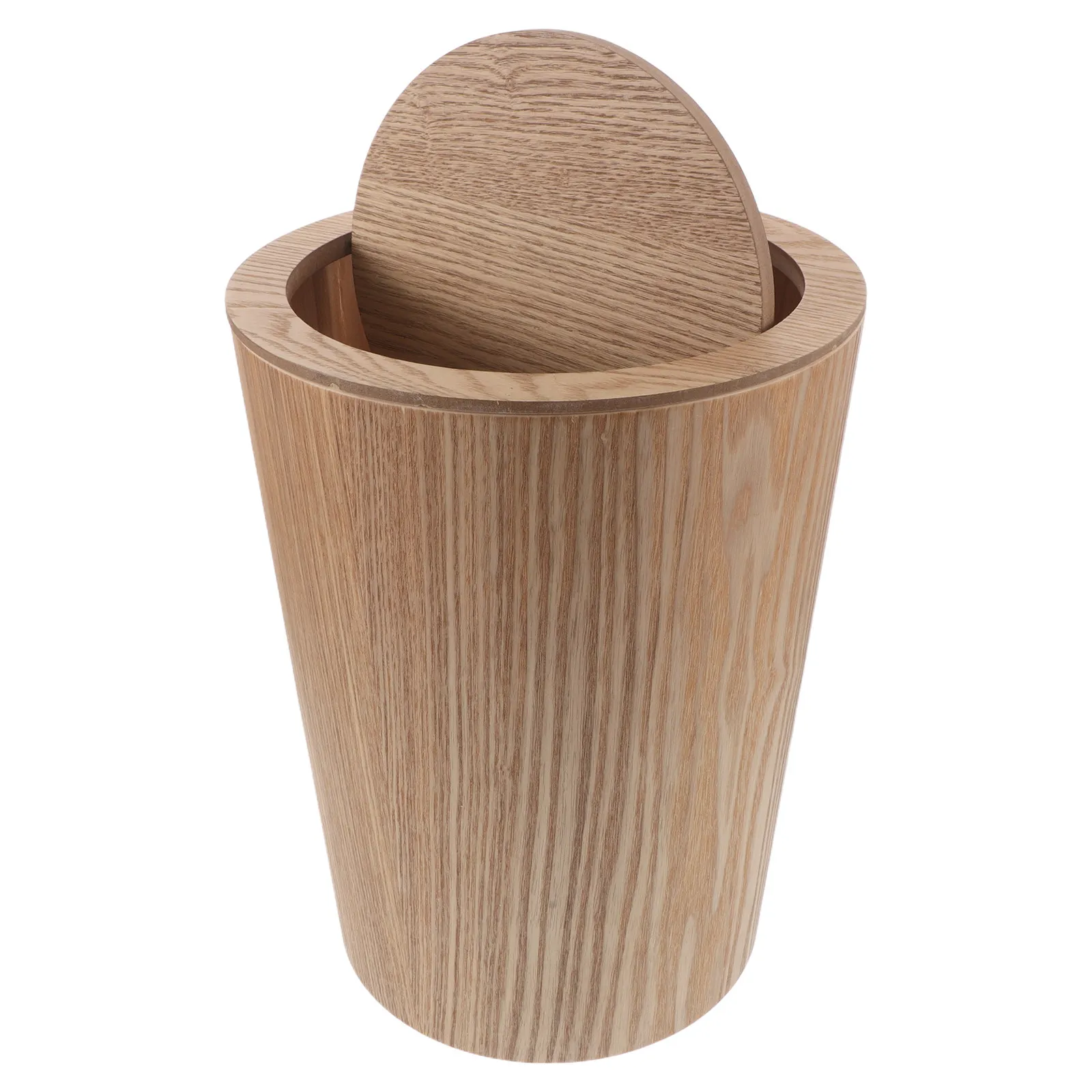 

Wooden Trash Can Flip Lid 9L Compact Garbage Bin Minimalist Wood Waste Basket for Home Bathroom Office Living Room