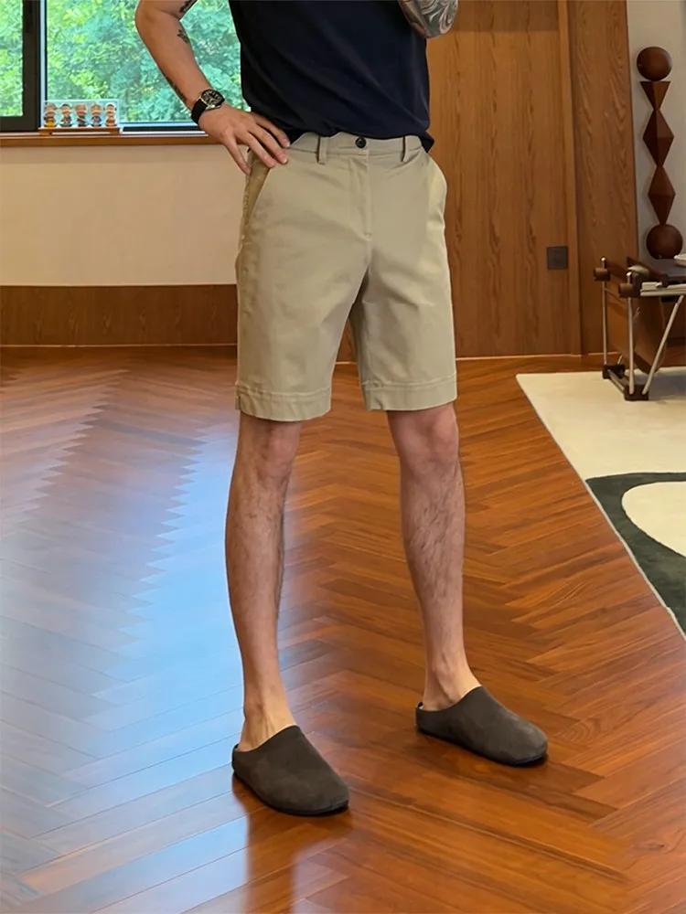 High-End Men's Casual Suit Shorts Five-Quarter Straight Leg Trendy Versatile Daily Wear Comfortable Cotton Mid-Waist Shorts
