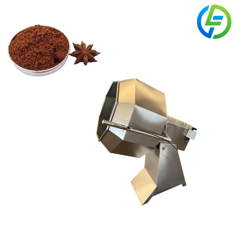 Customized Octagonal Seasoning Machine With Spray Function Automatic Oil Spraying Seasoning Mixer For Fried Food Snack Flavoring