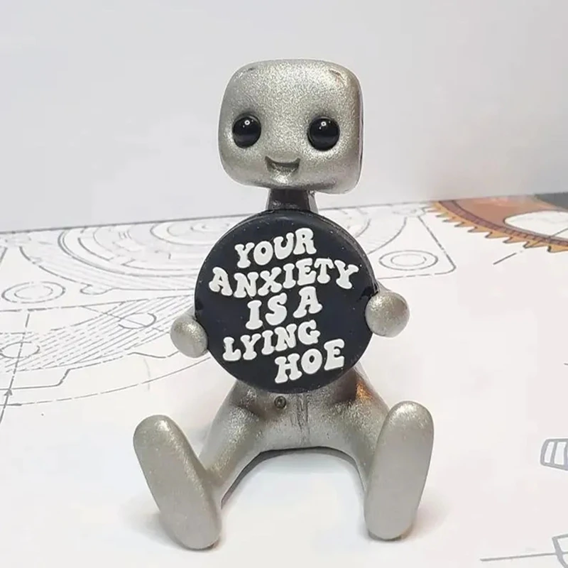 Your Mental Health Matters Robot Figurine Resin Art Toy Kawaii Desk Buddy