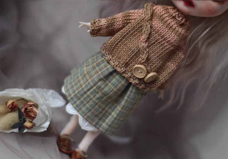 2025 3pcs winter sweater style Blythe sweater/skirt/outer skirt   1/6 30cm(Fit for azone,Pullip,Ob22/24/26, Licca)