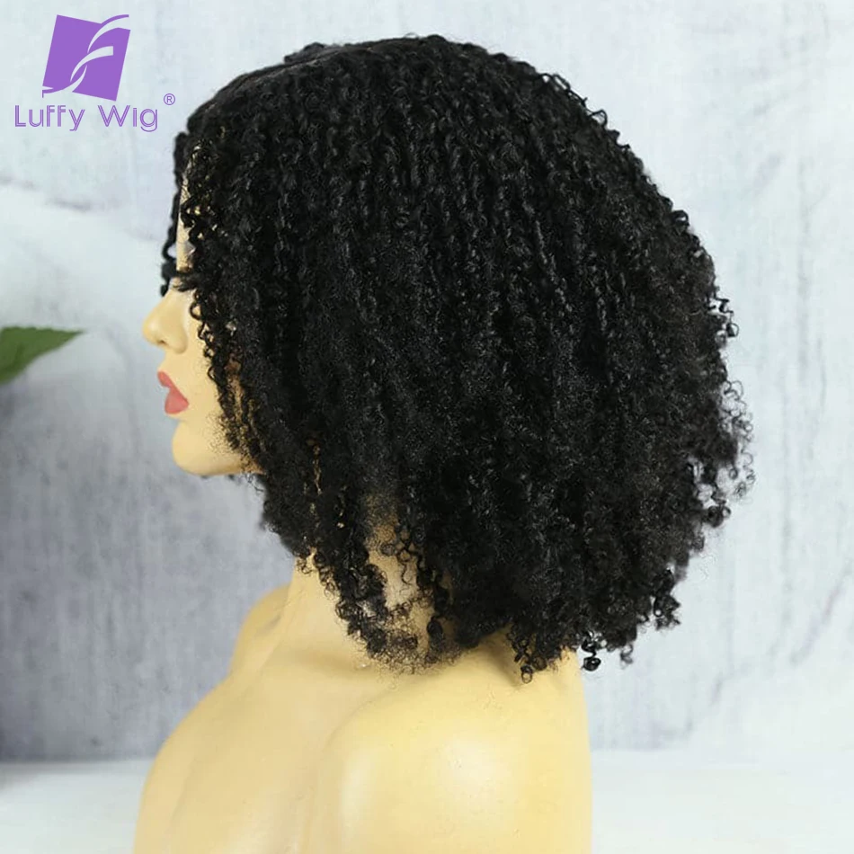 V Part Wig 200Density Glueless Human Hair Brazilian Afro Kinky Curly No Leave Out V Shape Short Curly Wig For Women LuffyWig