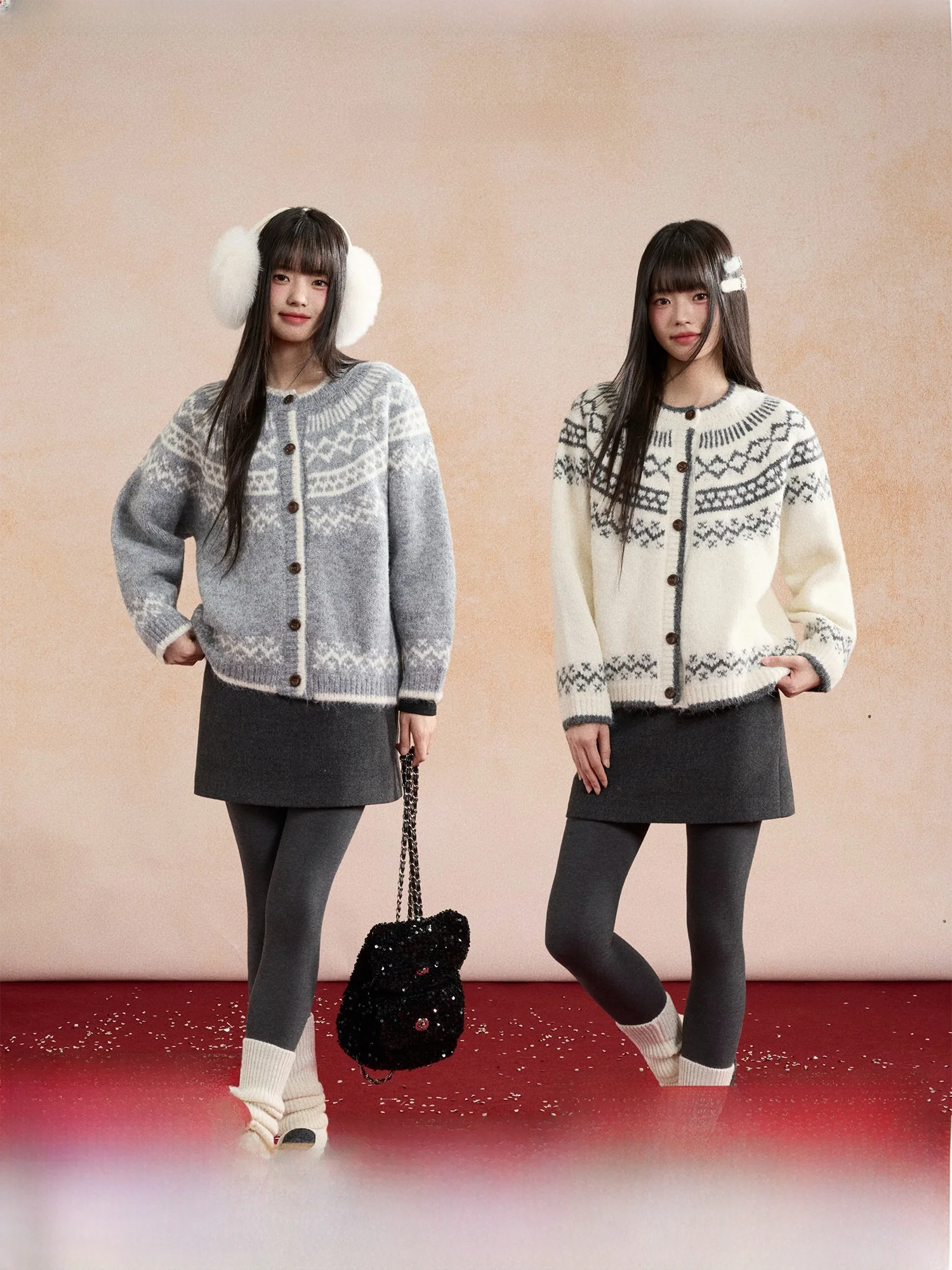 

Вязаный кардиган Dalu Thiened с узором Fair Isle, круглый вырез, свободный крой, зимняя верхняя одежда, мягкий, стандартный размер, длинный рукав