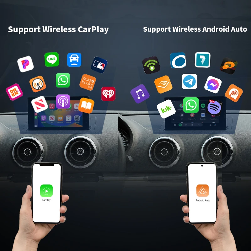 Wireless CarPlay Android Auto Interface for Audi A3 A4 A5 A6 A7 A8 Q2 Q3 Q5 Q7, with MirrorLink AirPlay Carplay Functions Decode